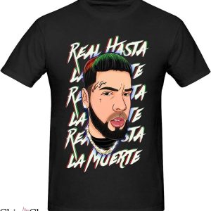 Anuel Aa T-Shirt Real Hasta Cartoon Potrait Tee Trending