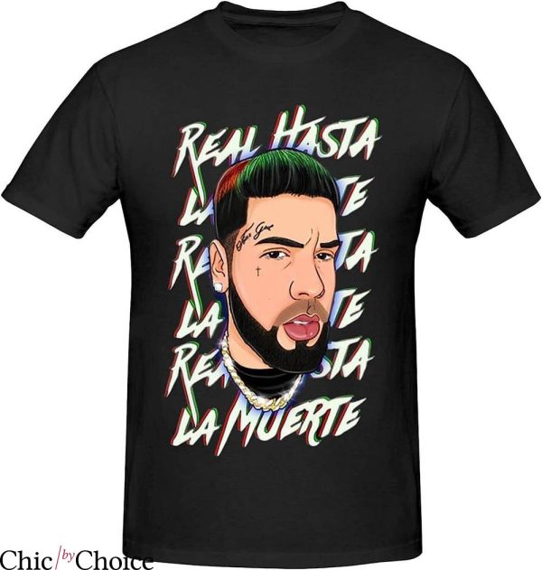 Anuel Aa T-Shirt Real Hasta Cartoon Potrait Tee Trending