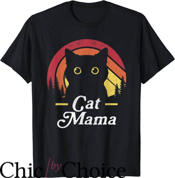 Black Cat T-Shirt Black Cat Mom Mama Retro