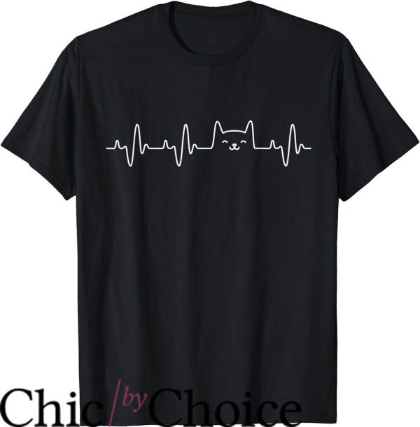 Black Cat T-Shirt Cat Heartbeat