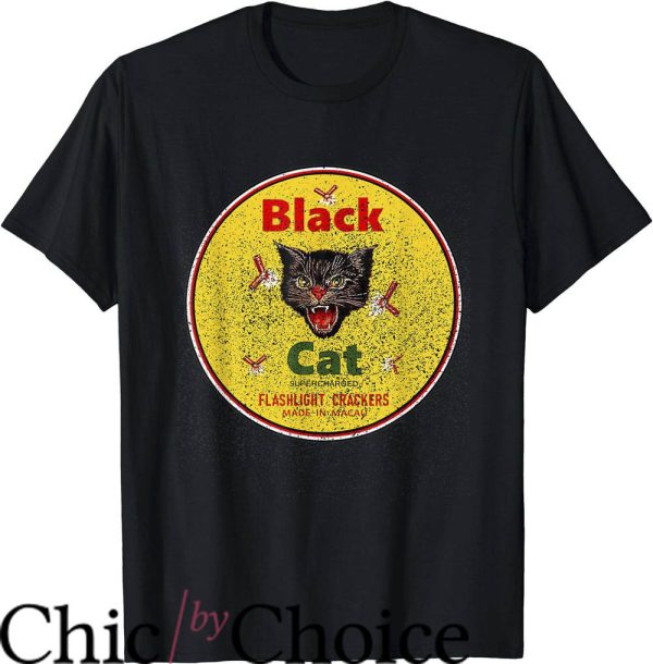 Black Cat T-Shirt Firecrackers Made In Macau