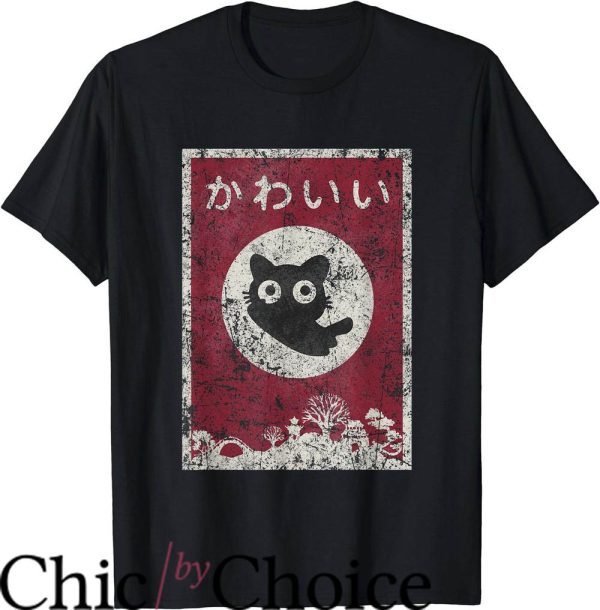 Black Cat T-Shirt Kawaii Cat Japanese