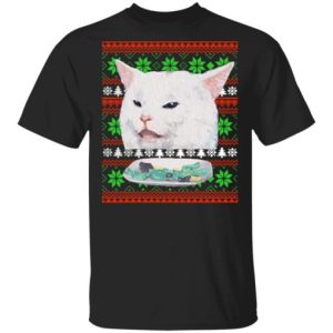 Cat Woman Yelling at cat Christmas sweater