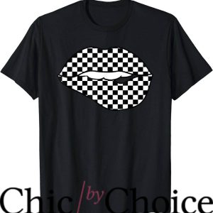 Checker Board T-Shirt Funny Checkered Black White Lip Gift