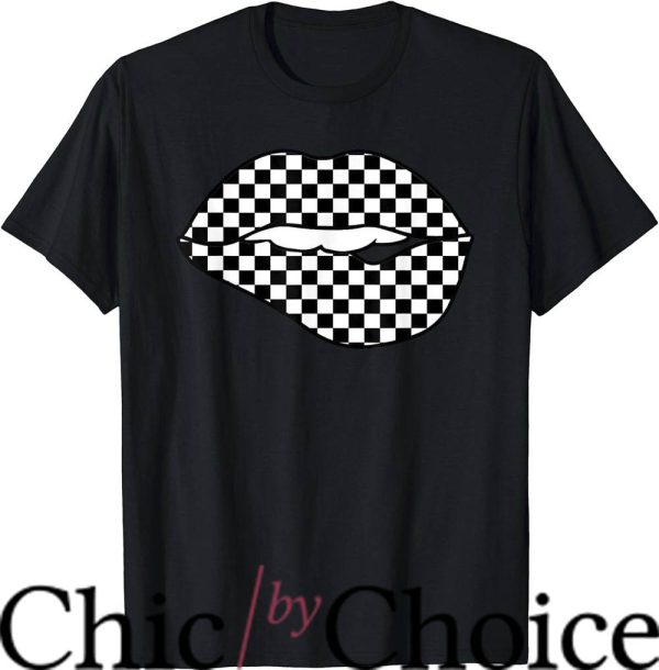 Checker Board T-Shirt Funny Checkered Black White Lip Gift