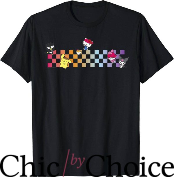 Checker Board T-Shirt Hello Sanrio Characters Checkerboard