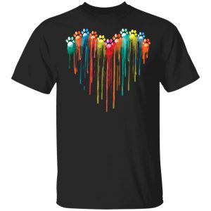 Dog paw heart rainbow shirt