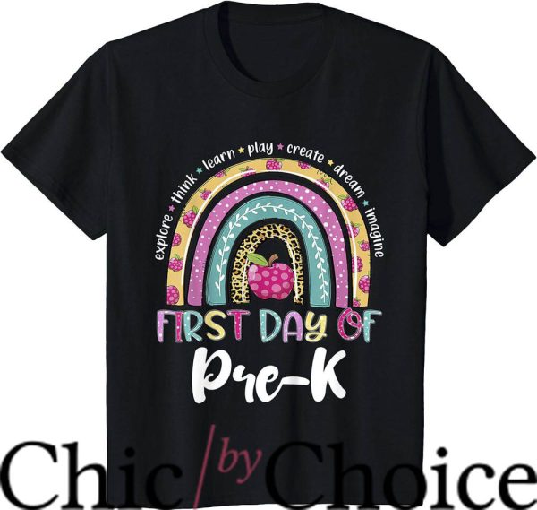 First Day Of Pre K T-Shirt Back To School Rainbow Birthday