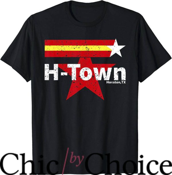 H Town T-Shirt Texas The Big H Retro Sunset T-Shirt