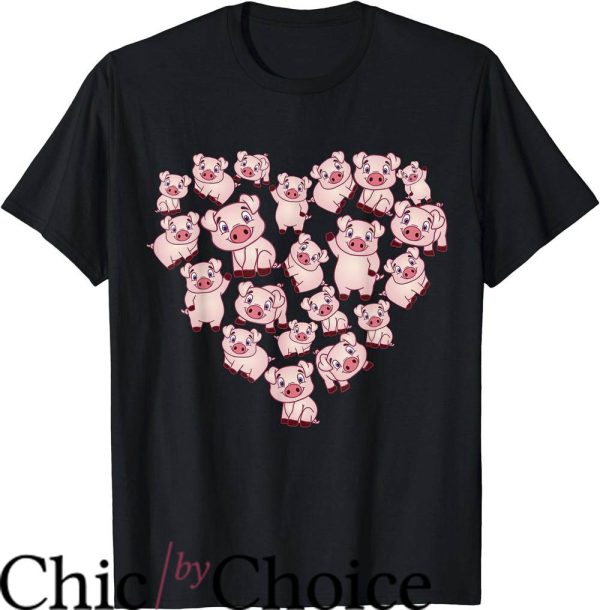 Heart Shaped T-Shirt Heart Shape Poses Cute Pig