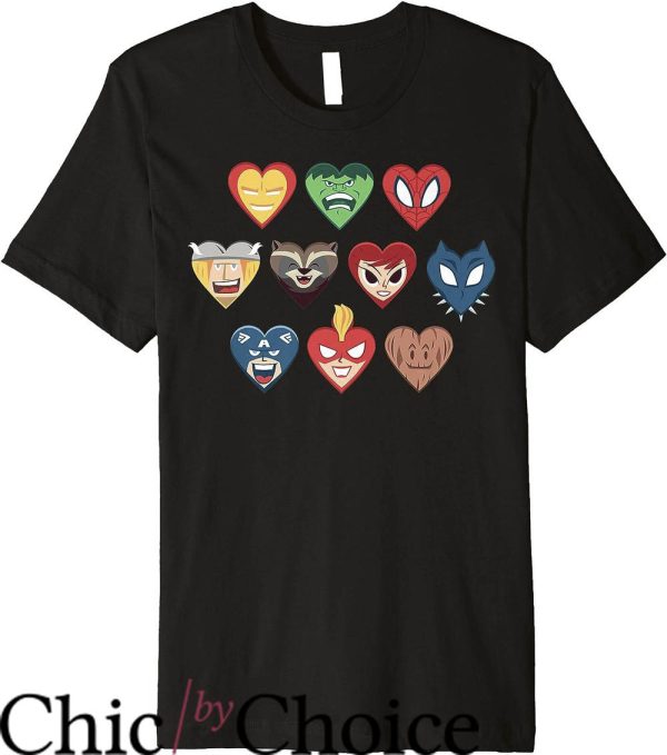 Heart Shaped T-Shirt Marvel Group Shot Heart Shaped Characters