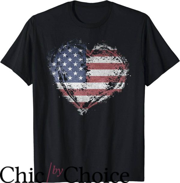 Heart Shaped T-Shirt Vintage USA Heart Shape American Flag