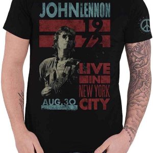 John Lennon T-Shirt Live in NYC 1972 Distressed Official Tee