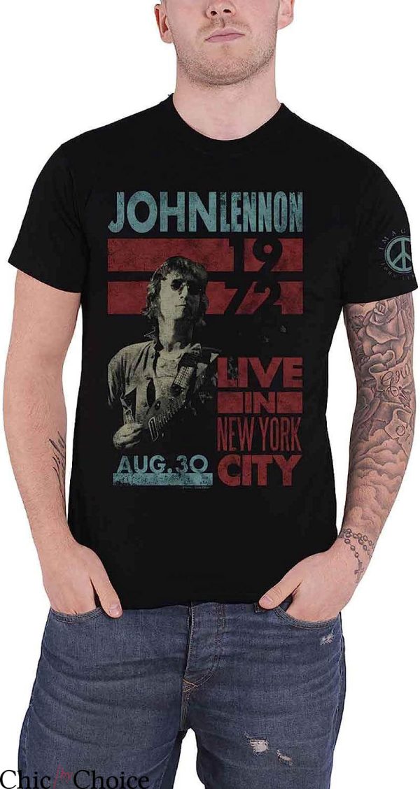 John Lennon T-Shirt Live in NYC 1972 Distressed Official Tee