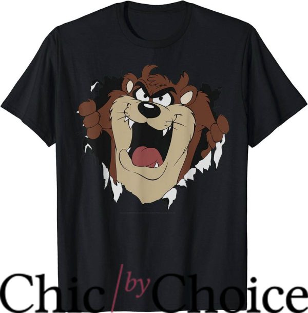 Looney Tunes Gangster T-Shirt Taz Rip Through Portrait Tee