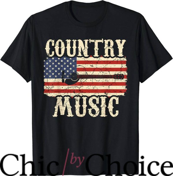 Luke Combs T-Shirt Retro Vintage Guitar American Flag Music