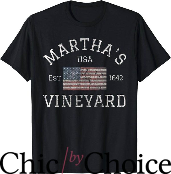 Marthas Vineyard T-Shirt American Flag USA Vintage T-Shirt