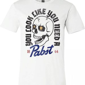 Pabst Blue Ribbon T-Shirt You Need A Beer Skull T-Shirt