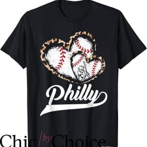 Vintage Phillies T-Shirt Philly Baseball Leopard Heart