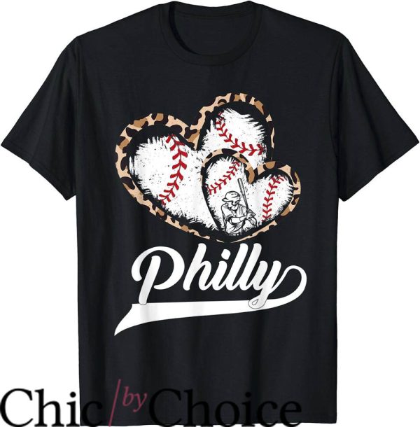 Vintage Phillies T-Shirt Philly Baseball Leopard Heart