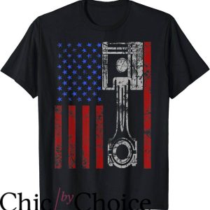 Vintage Tool T-Shirt American Flag Piston