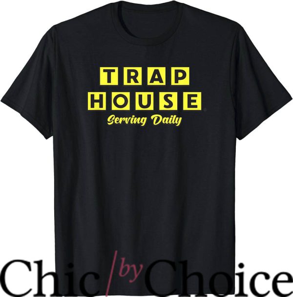 Waffle House T-Shirt Black Waffle Trap House Serving Daily