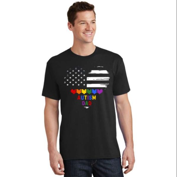 American Flag USA Autism Dad Awareness T-Shirt – The Best Shirts For Dads In 2023 – Cool T-shirts