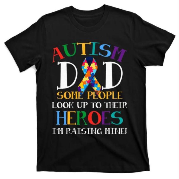 Autism Dad Puzzle Ribbon Son Is My Hero Autism Awareness Tee Shirt – The Best Shirts For Dads In 2023 – Cool T-shirts