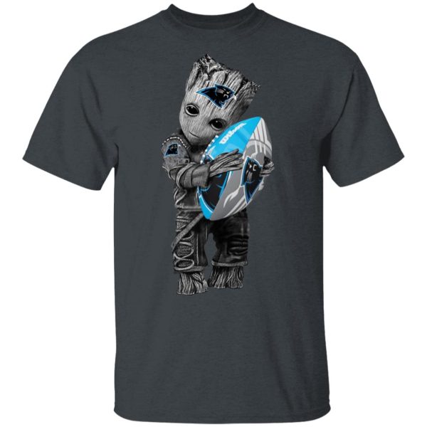 Baby Groot Hugging Carolina Panthers T-Shirts