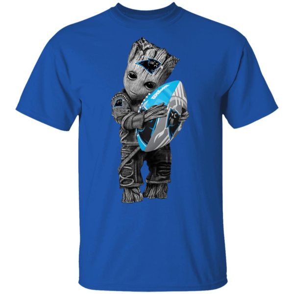 Baby Groot Hugging Carolina Panthers T-Shirts