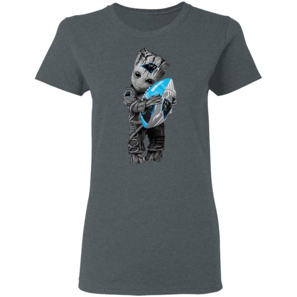 Baby Groot Hugging Carolina Panthers T-Shirts