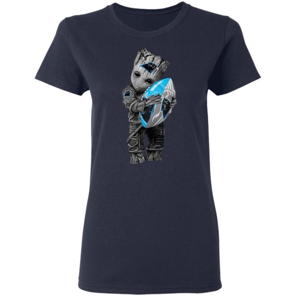 Baby Groot Hugging Carolina Panthers T-Shirts