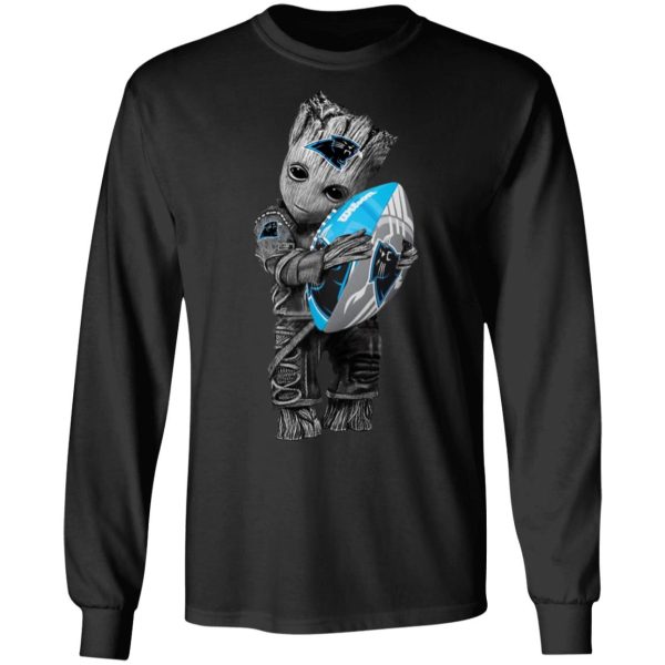 Baby Groot Hugging Carolina Panthers T-Shirts