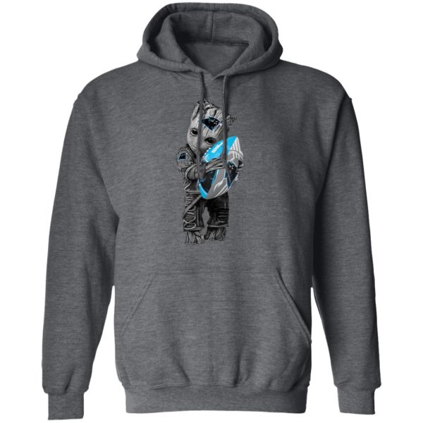 Baby Groot Hugging Carolina Panthers T-Shirts