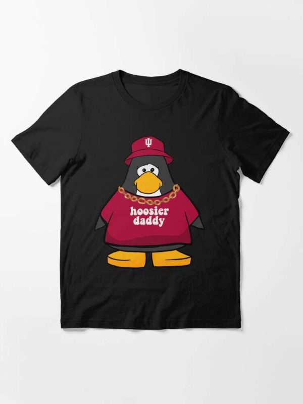 Black Hoosier Daddy Club Penguin Sticker T-Shirt – The Best Shirts For Dads In 2023 – Cool T-shirts