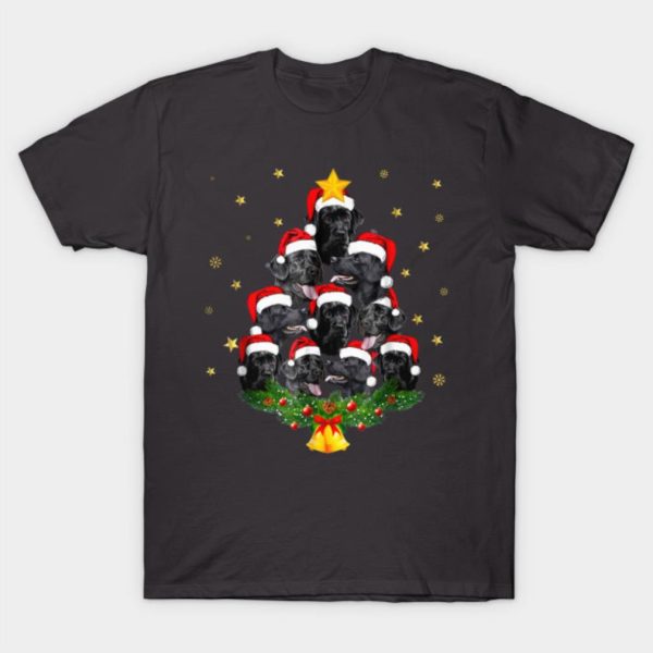 Black Labrador dog tree Santa hat Merry Christmas 2022 T-shirt