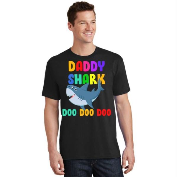 Colorful Daddy Shark Doo Doo Doo Cute T-Shirt – The Best Shirts For Dads In 2023 – Cool T-shirts