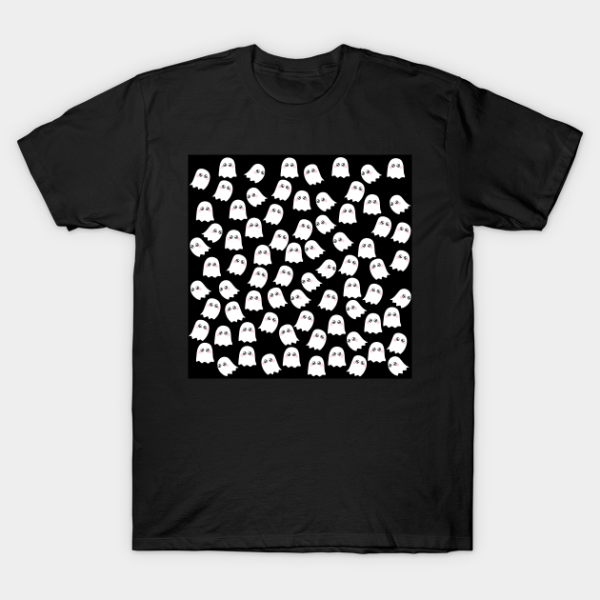 Cute Ghosts On Black Background T-shirt