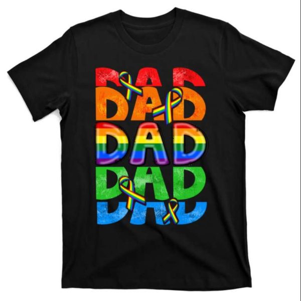 Dad Pride LGBT Month Rainbow Ribbon Tee Shirt – The Best Shirts For Dads In 2023 – Cool T-shirts