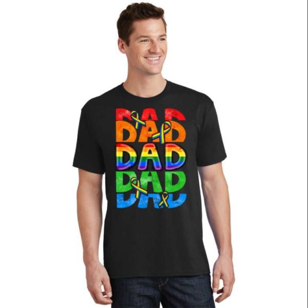 Dad Pride LGBT Month Rainbow Ribbon Tee Shirt – The Best Shirts For Dads In 2023 – Cool T-shirts