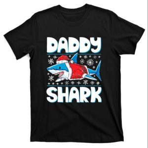Daddy Sharkmas Shark Santa Hat Christmas Lights T Shirt The Best Shirts For Dads In 2023 Cool T shirts 1