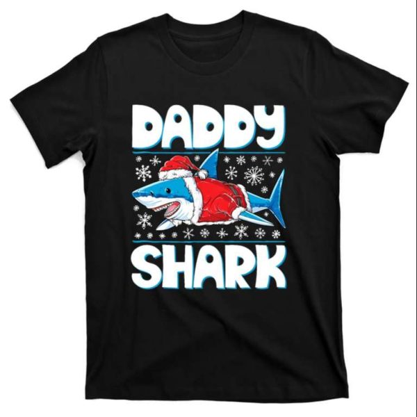 Daddy Sharkmas Shark Santa Hat Christmas Lights T-Shirt – The Best Shirts For Dads In 2023 – Cool T-shirts