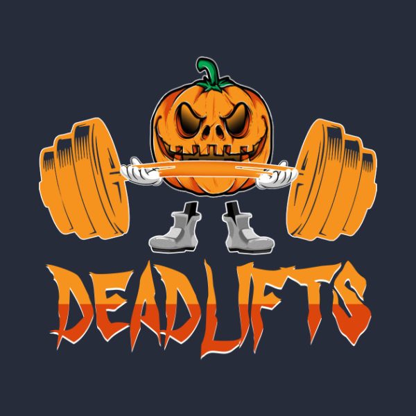 Deadlifts Weightlifting Pumpkin Gym Workout Halloween T-shirt