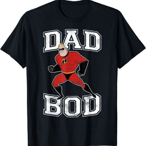 Disney Pixar Incredibles Mr Incredible Dad Bod Portrait Tee Shirt – The Best Shirts For Dads In 2023 – Cool T-shirts