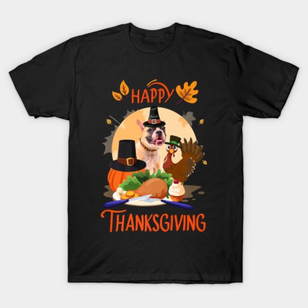 French bulldog Happy Thanksgiving Halloween T-shirt