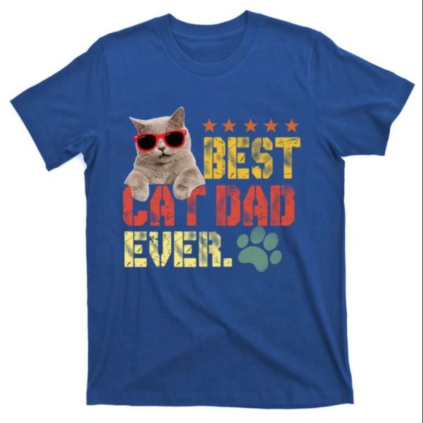 Funny Cat Red Glasses Best Cat Dad Ever T-Shirt – The Best Shirts For Dads In 2023 – Cool T-shirts