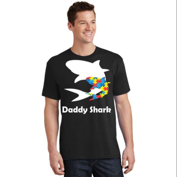 Funny Daddy Shark Puzzles Autism Awareness T-Shirt – The Best Shirts For Dads In 2023 – Cool T-shirts
