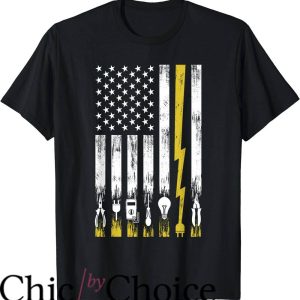 Funny Electrical T-Shirt American Flag