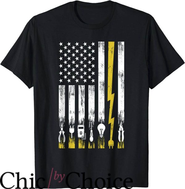 Funny Electrical T-Shirt American Flag