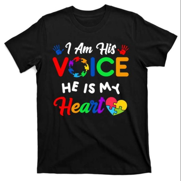 Funny I Am His Voice He Is My Heart Autism Awareness Daddy Tee Shirt – The Best Shirts For Dads In 2023 – Cool T-shirts